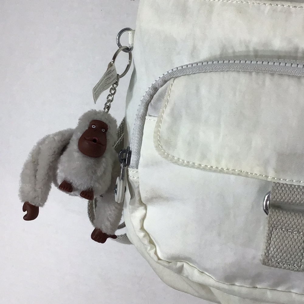 Kipling Cream Backpack With Monkey Charm - image 4